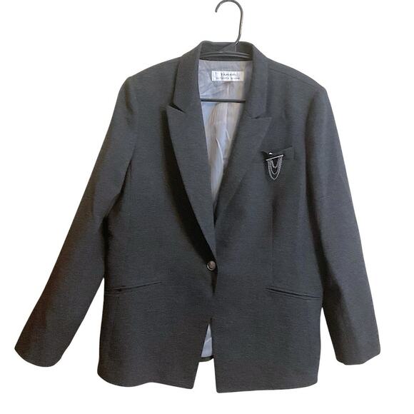 Tahari ASL Black White Spots Embellished One-Button Blazer Jacket Size 12 - Picture 14 of 14